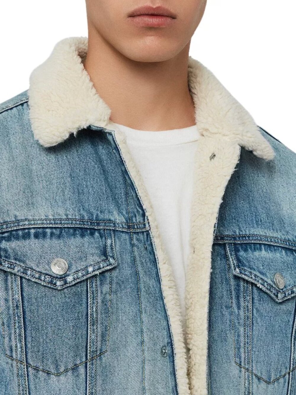 All Saints Sherpa Lined Denim Jacket Size M